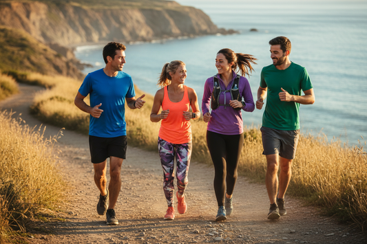 Grupp av löpare som springer långpass tillsammans