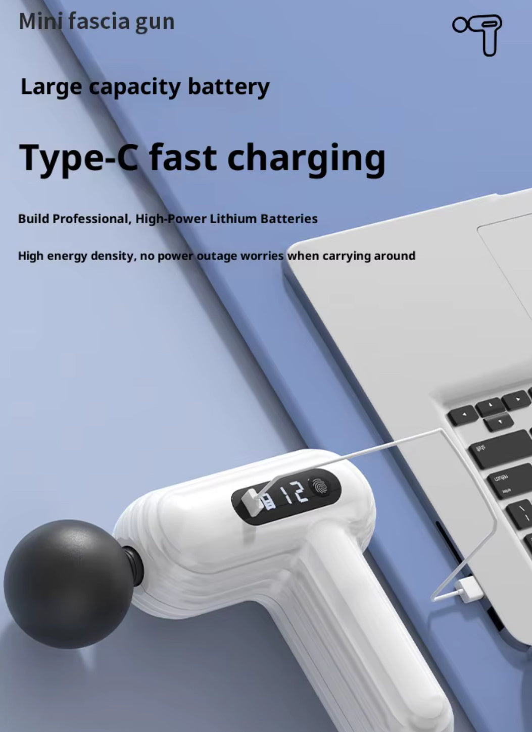 Visar hur man laddar massagepistolen