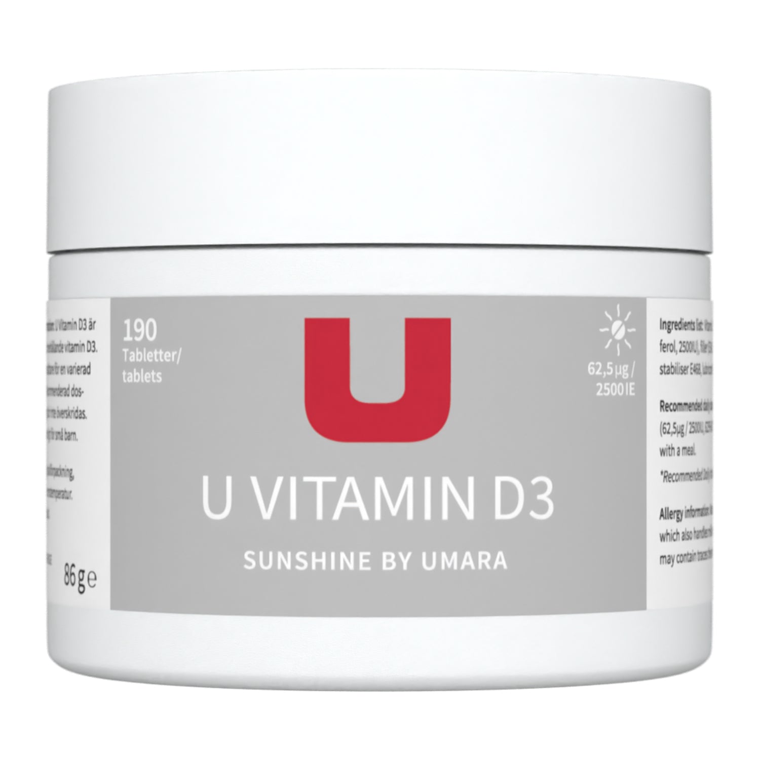 Burk med d-vitamin. 190 tabletter
